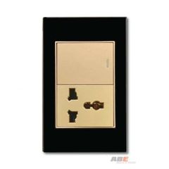 Công tắc đơn kèm Ổ cắm đa năng Crystal Black