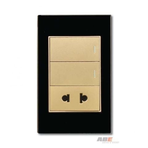 Công tắc đôi kèm Ổ cắm đơn Crystal Black