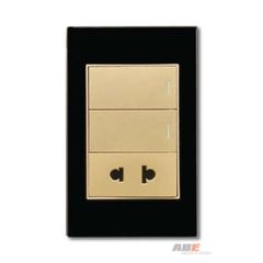 Công tắc đôi kèm Ổ cắm đơn Crystal Black