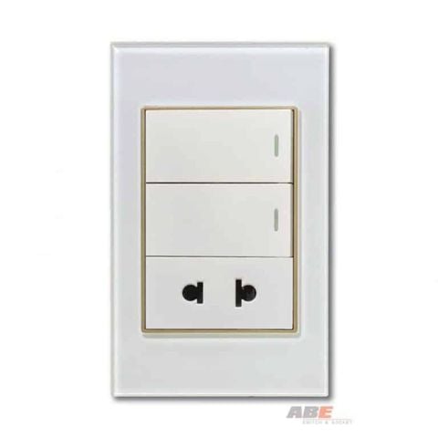 Công tắc đôi kèm Ổ cắm đơn Crystal White