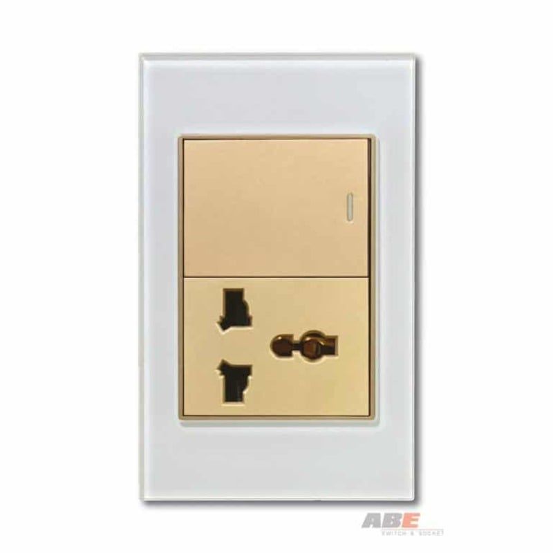 Công tắc đơn kèm Ổ cắm đa năng Crystal White