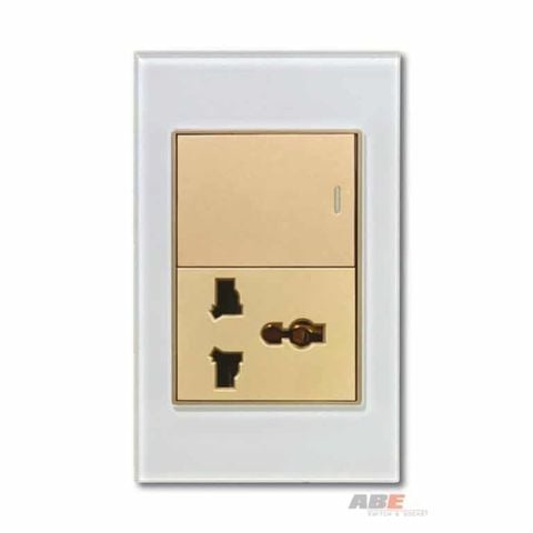 Công tắc đơn kèm Ổ cắm đa năng Crystal White