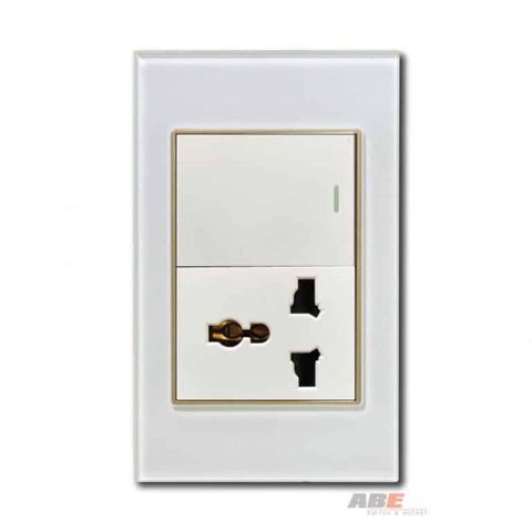 Công tắc đơn kèm Ổ cắm đa năng Crystal White