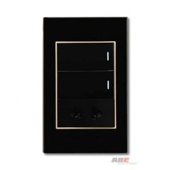 Công tắc đôi kèm Ổ cắm đơn Crystal Black