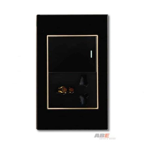 Công tắc đơn kèm Ổ cắm đa năng Crystal Black
