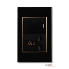 Công tắc đơn kèm Ổ cắm đa năng Crystal Black