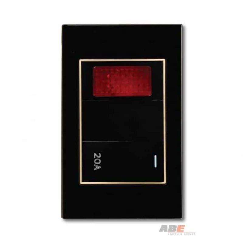 Công tắc 20A kèm Đèn báo Crystal Black
