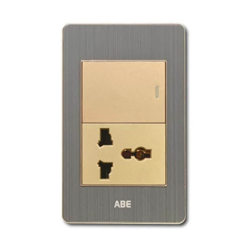 Công tắc đơn kèm Ổ cắm đa năng Satin B