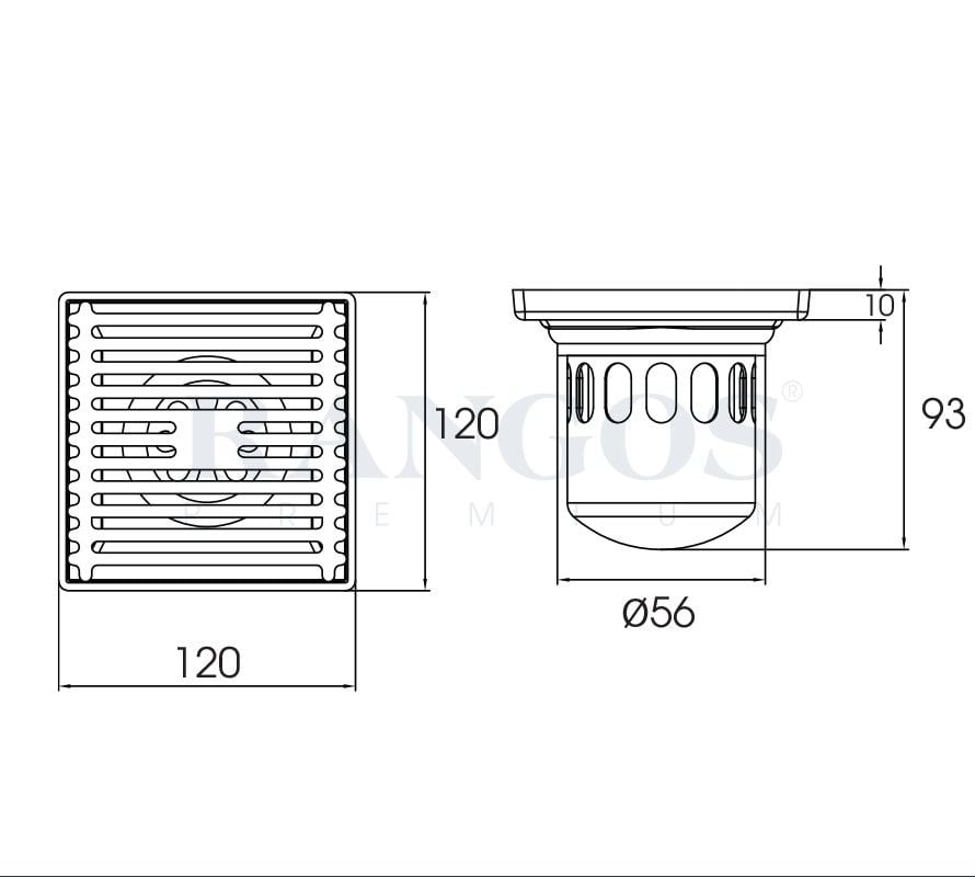 Thoát sàn nhà tắm cao cấp INOX 304 RG-D120V2