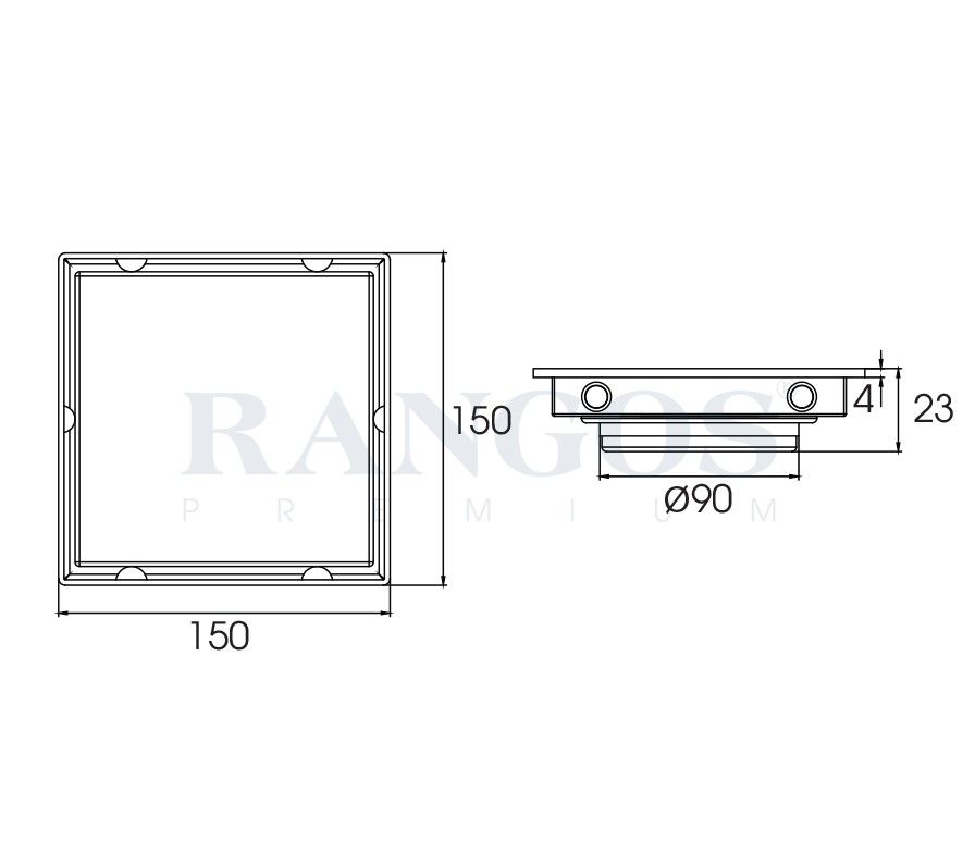 Thoát sàn nhà tắm cao cấp INOX 304 RG-D150V1B