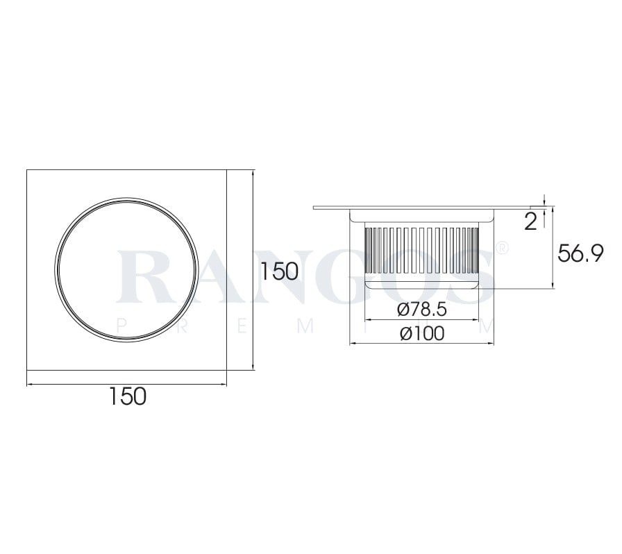 Thoát sàn nhà tắm cao cấp INOX 304 RG-D150V2