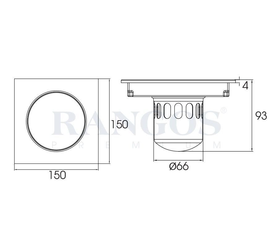 Thoát sàn nhà tắm cao cấp INOX 304 RG-D150V3