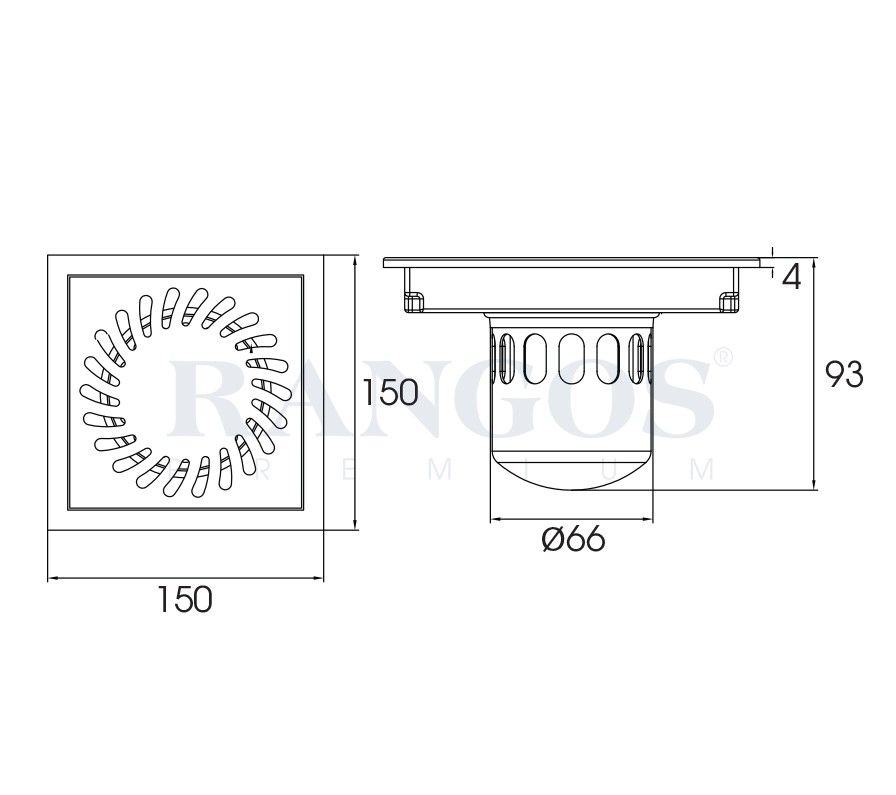 Thoát sàn nhà tắm cao cấp INOX 304 RG-D150V5