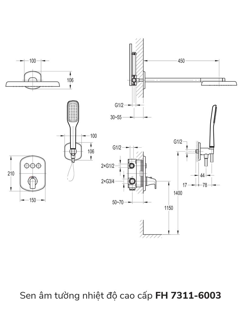 Sen âm tường nhiệt độ cao cấp FH 7311-6003