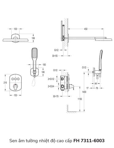 Sen âm tường nhiệt độ cao cấp FH 7311-6003
