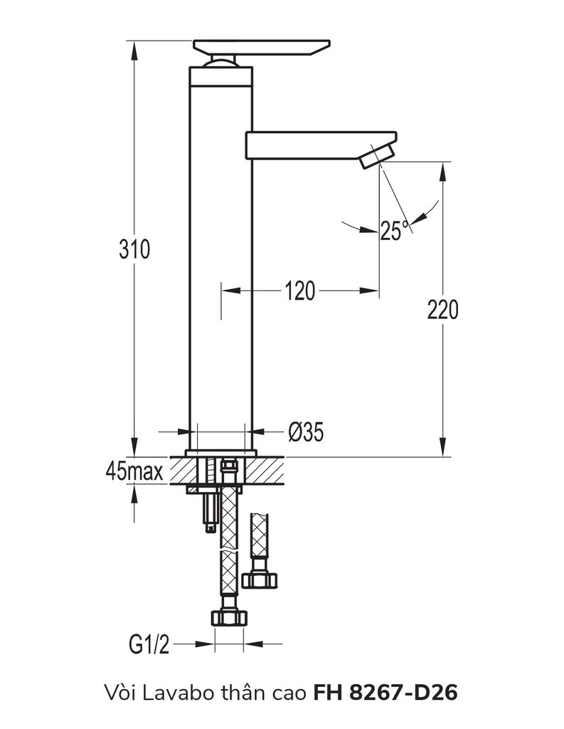 Vòi Lavabo thân cao FH 8267-D26