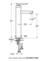Vòi Lavabo thân cao FH 8267-D26