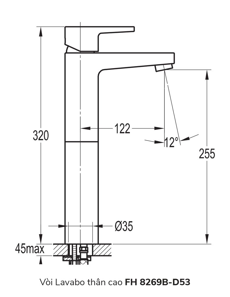 Vòi Lavabo thân cao FH 8269B-D53