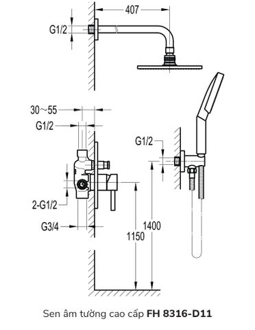 Sen âm tường cao cấp FH 8316-D11