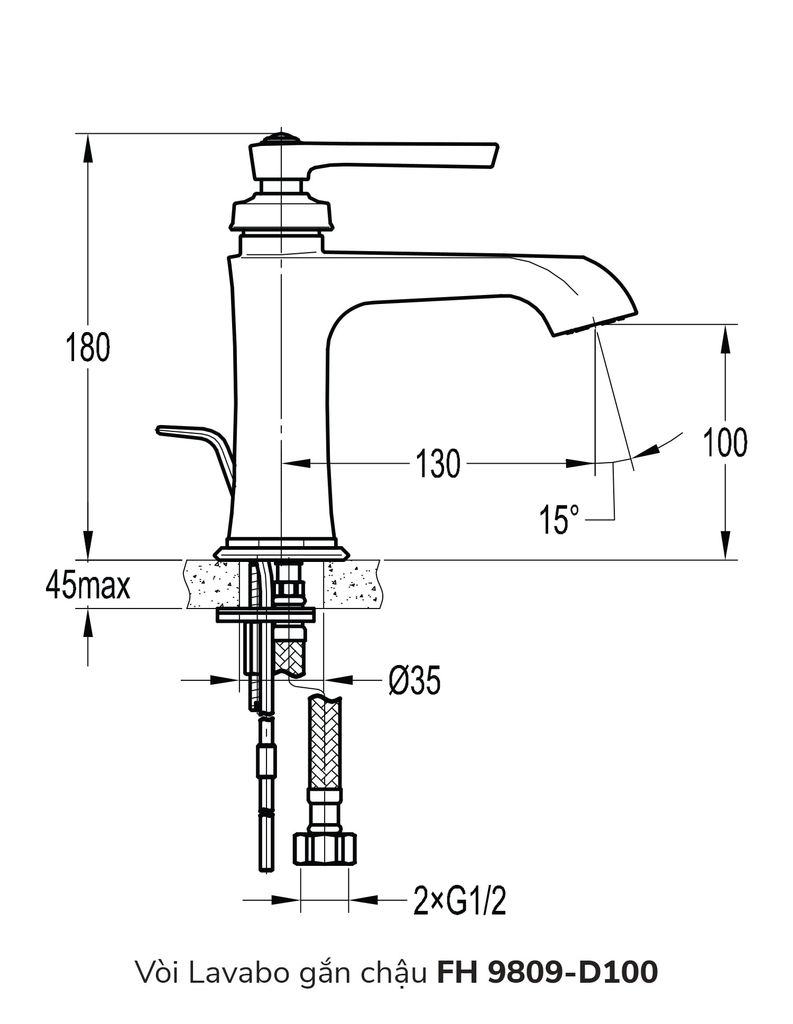 Vòi Lavabo gắn chậu FH 9809-D100