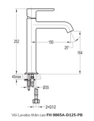 Vòi Lavabo thân cao FH 9865A-D125-PB