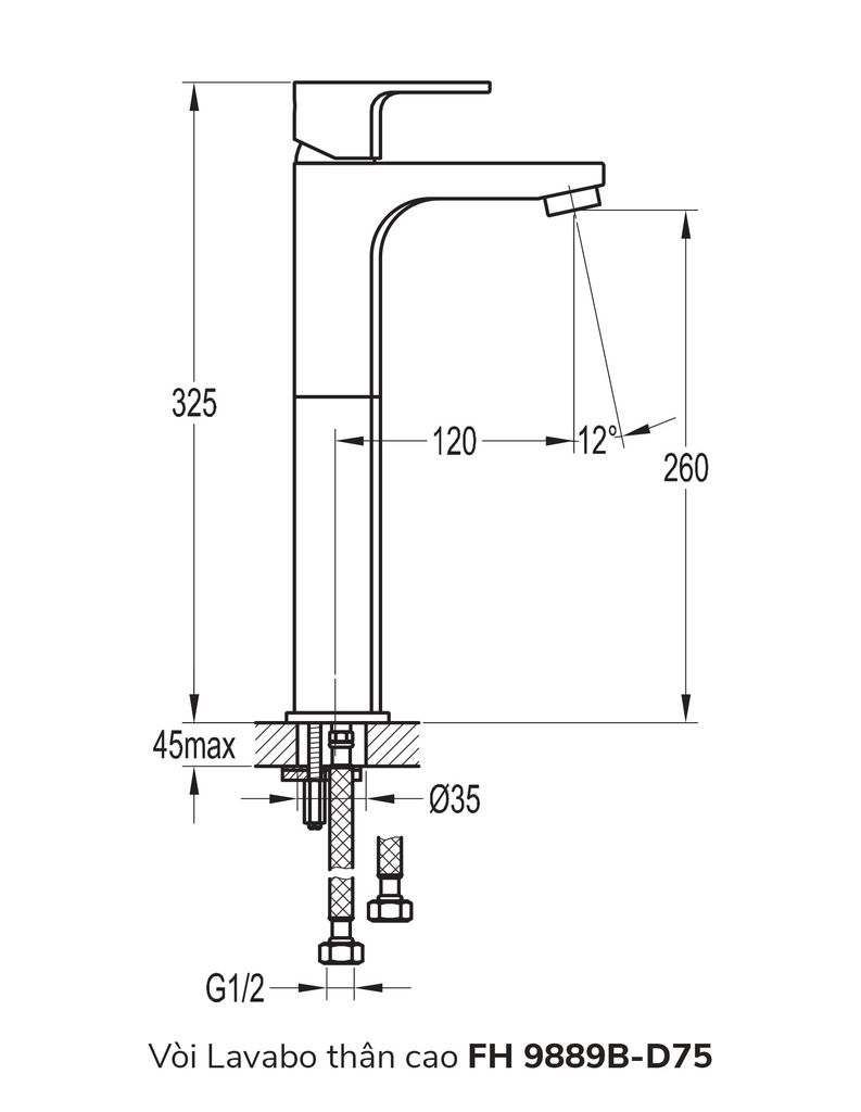 Vòi Lavabo thân cao FH 9889B-D75