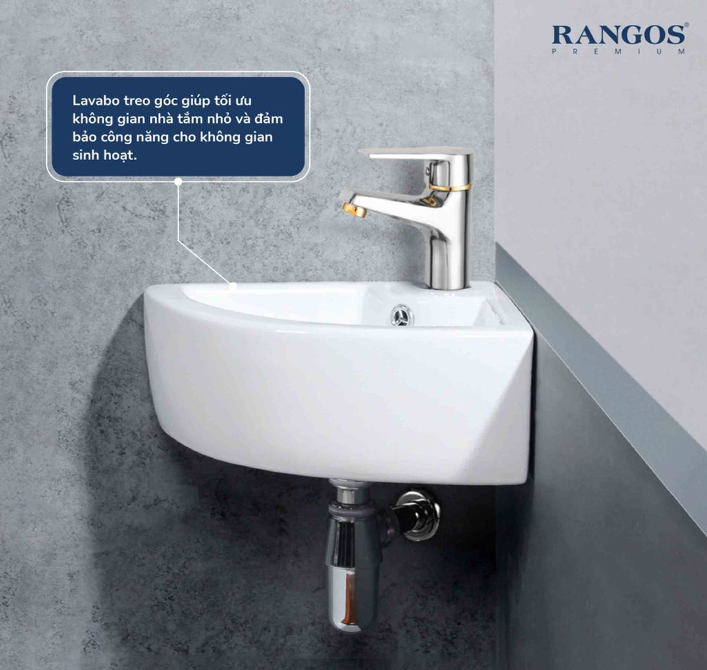 Chậu rửa lavabo treo góc tường Rangos RG-80011