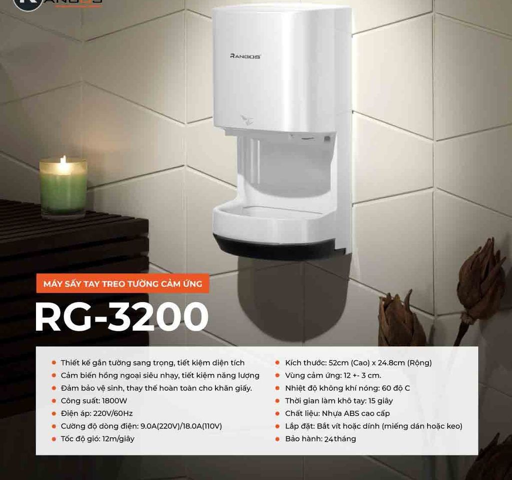 Máy sấy tay cảm ứng Rangos RG-3200