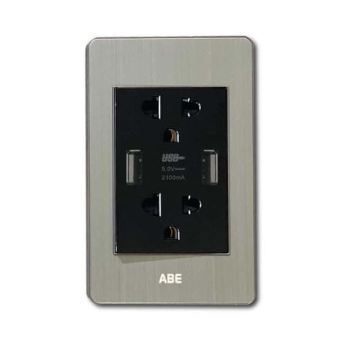 Ổ cắm đôi 3 chấu kèm USB đôi Satin B