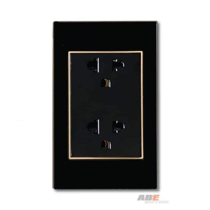 Ổ cắm đôi 3 chấu Crystal Black