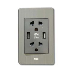 Ổ cắm đôi 3 chấu kèm USB đôi Satin B
