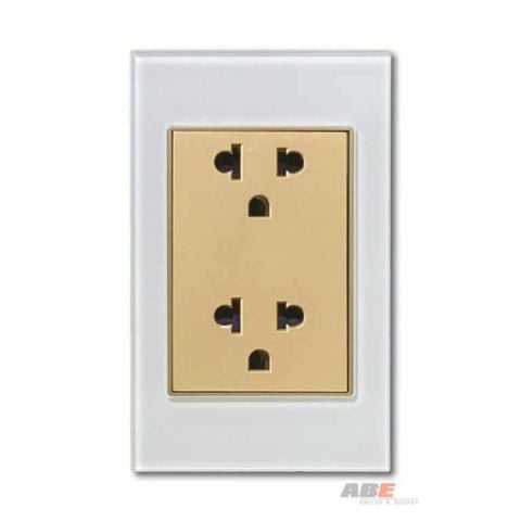 Ổ cắm đôi 3 chấu Crystal White