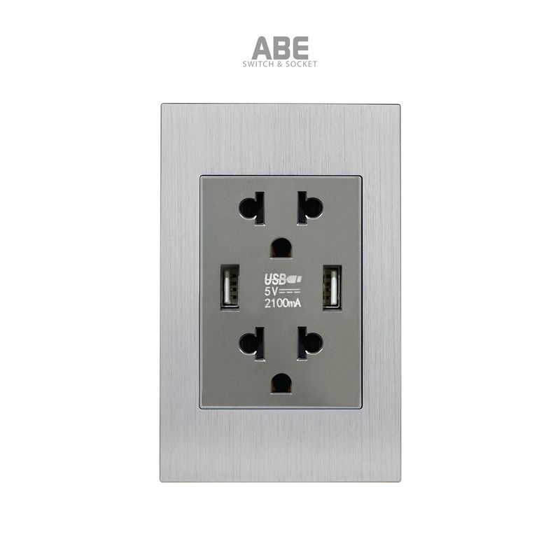 Ổ cắm đôi 3 chấu kèm USB đôi Titanium X