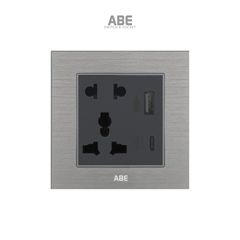 Ổ cắm đôi 3 chấu kèm USB Type C Titanium S