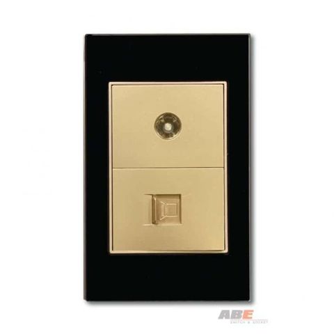 Ổ cắm TV kèm Mạng Crystal Black