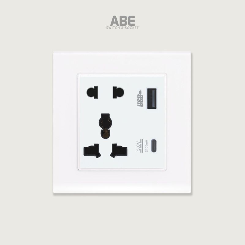 Ổ cắm đôi 3 chấu kèm USB Type C Crystal S