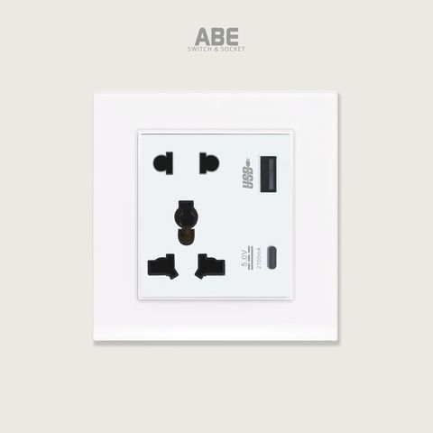 Ổ cắm đôi 3 chấu kèm USB Type C Crystal S