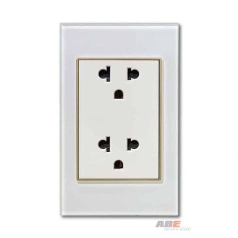 Ổ cắm đôi 3 chấu Crystal White