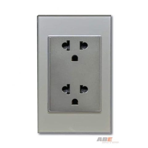 Ổ cắm đôi 3 chấu Crystal Grey