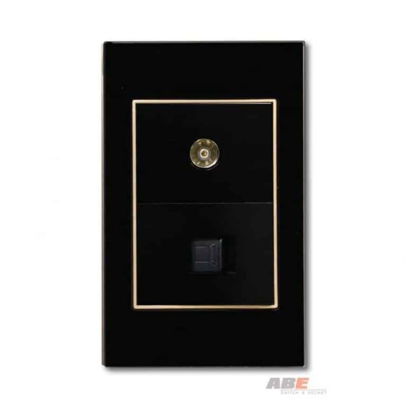 Ổ cắm TV kèm Mạng Crystal Black