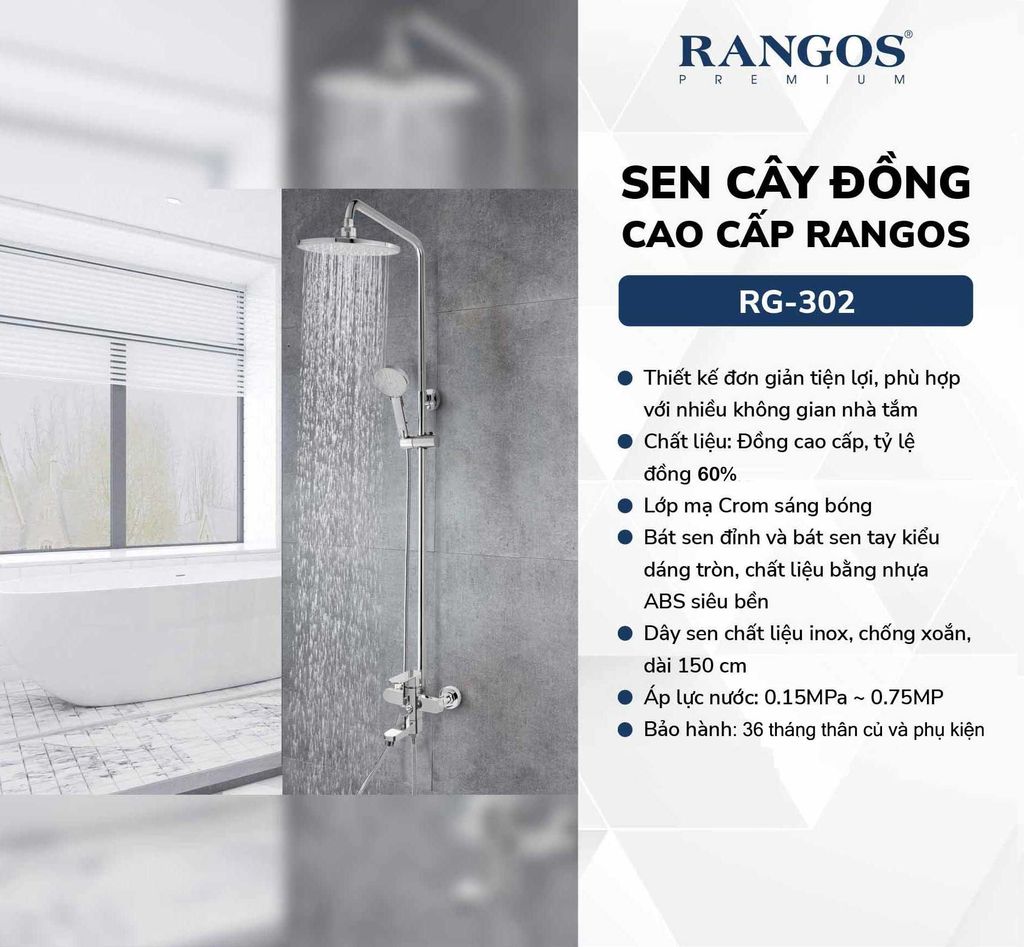 Sen cây đồng mạ crom cao cấp Rangos RG-302
