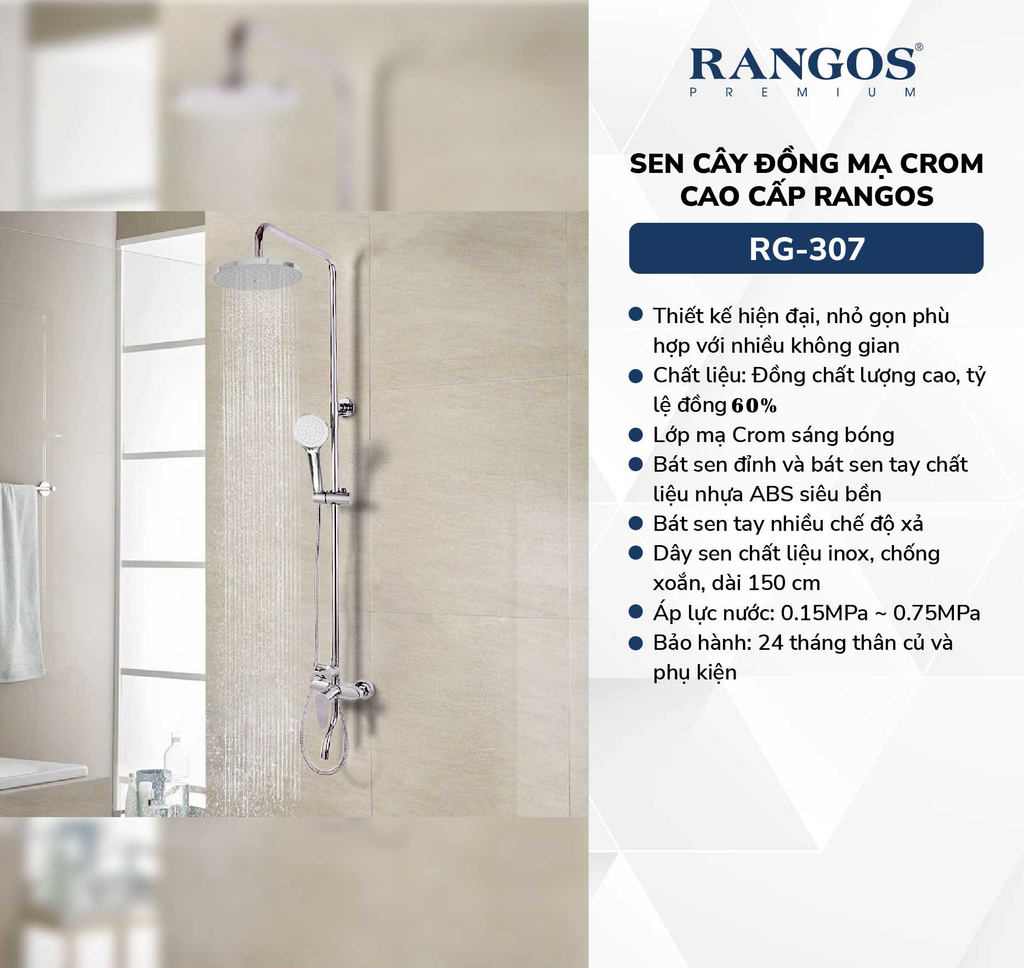 Sen cây đồng mạ crom cao cấp Rangos RG-307