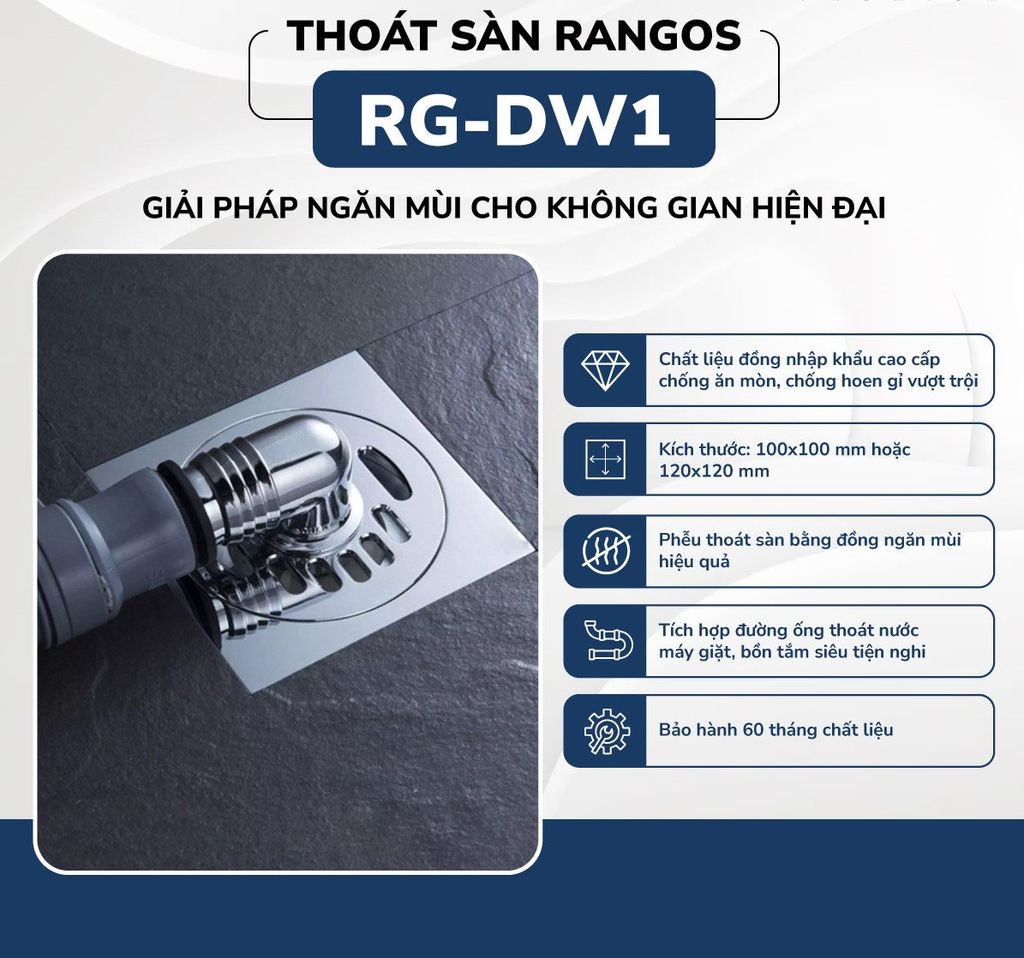 Thoát sàn máy giặt kết hợp thoát nước RG-DW1