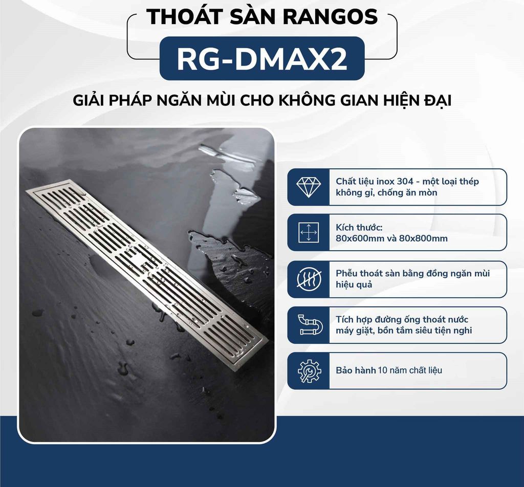 Thoát sàn nhà tắm cao cấp INOX 304 RG-DMAX2
