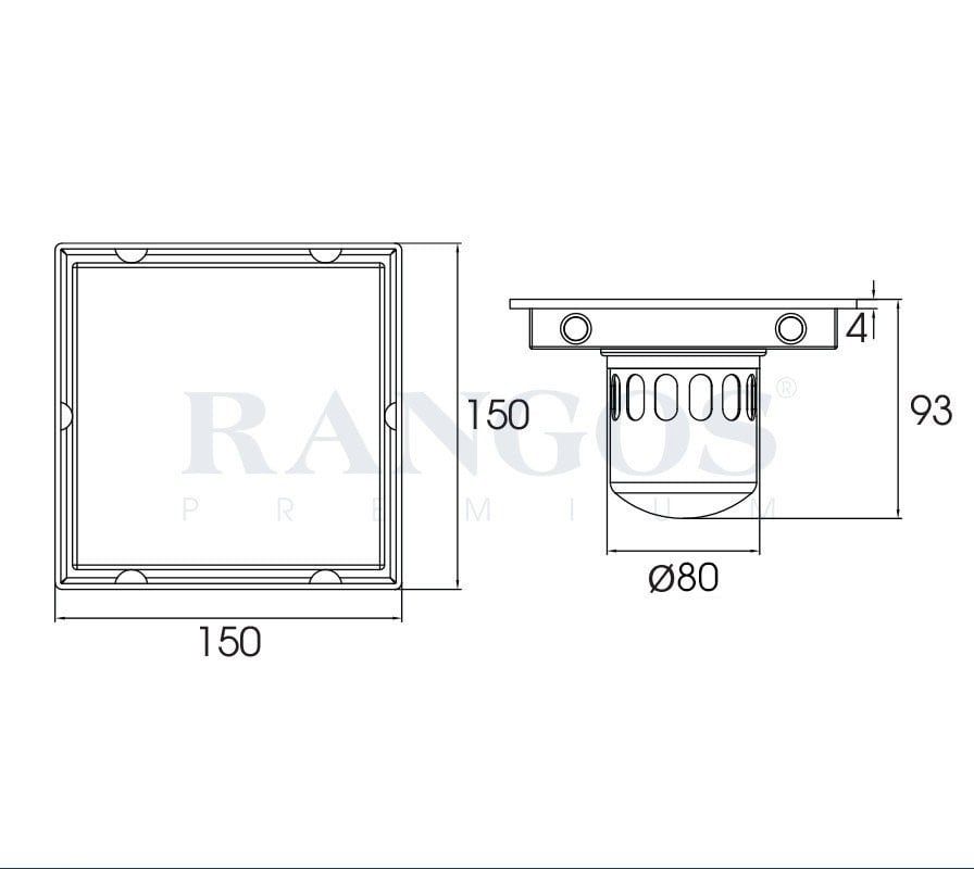 Thoát sàn nhà tắm cao cấp INOX 304 RG-D150V1