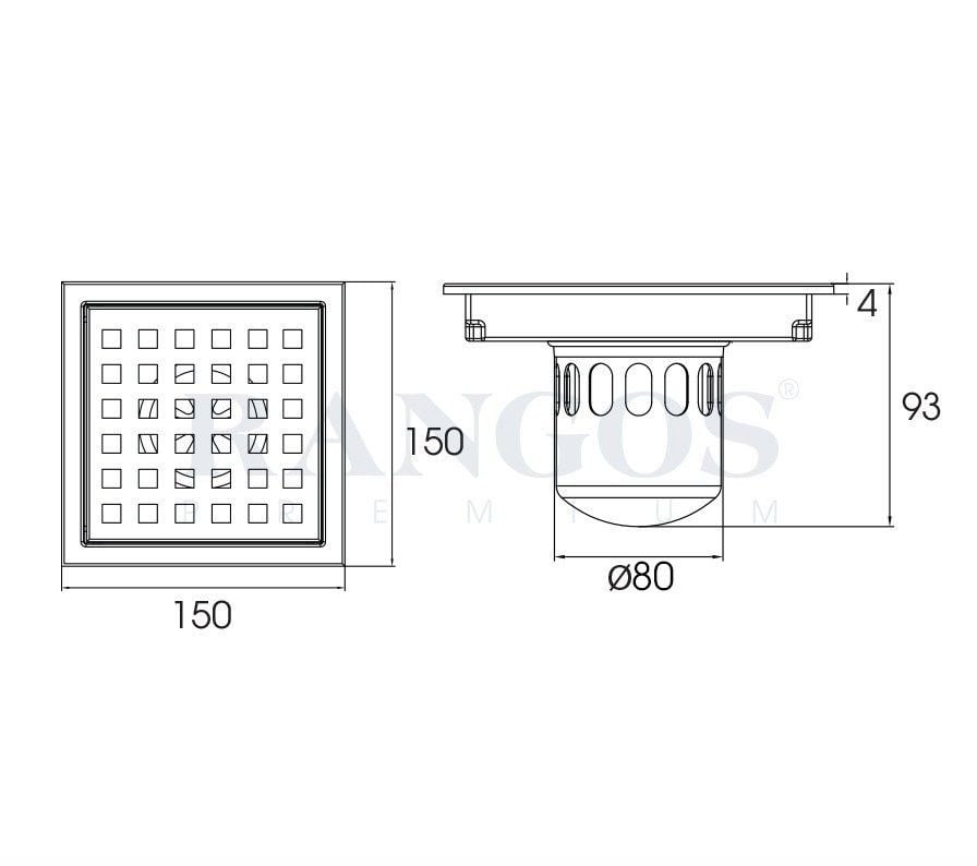 Thoát sàn nhà tắm cao cấp INOX 304 RG-D150V6