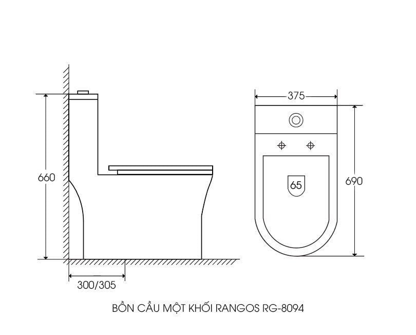 Bồn cầu một khối Rangos RG-8094