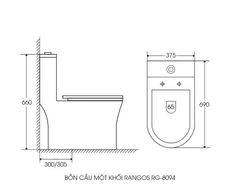 Bồn cầu một khối Rangos RG-8094