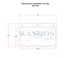 Chậu rửa bát HANDMADE 1 hố lớn RGS-7545