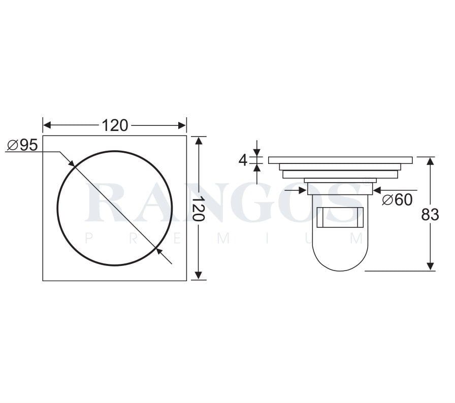 Thoát sàn bằng đồng RG-D120V1